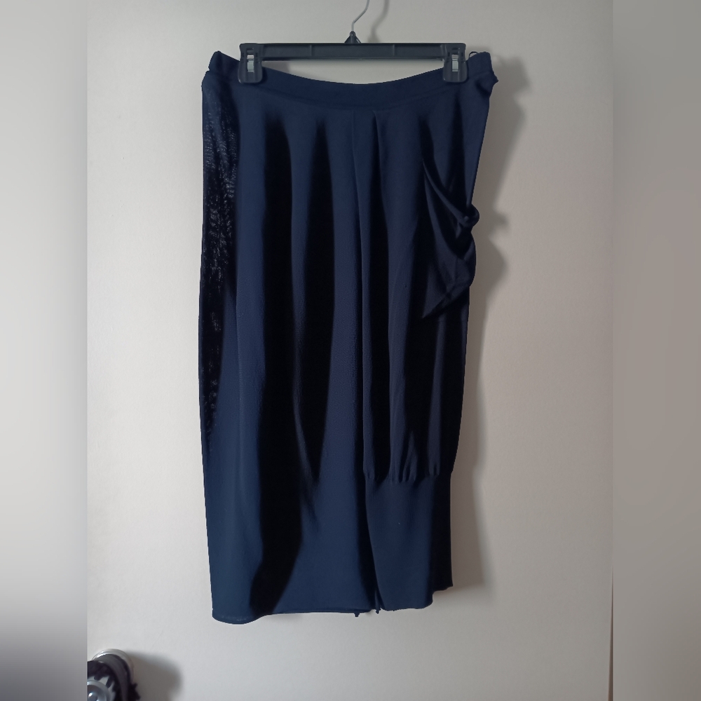 CREA CONCEPT Teal Blue Lagenlook Drapey Skirt L